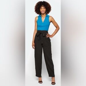 Joie Montgomery Tie Waist Belted Pant Black Size 10 NWT 100% Linen